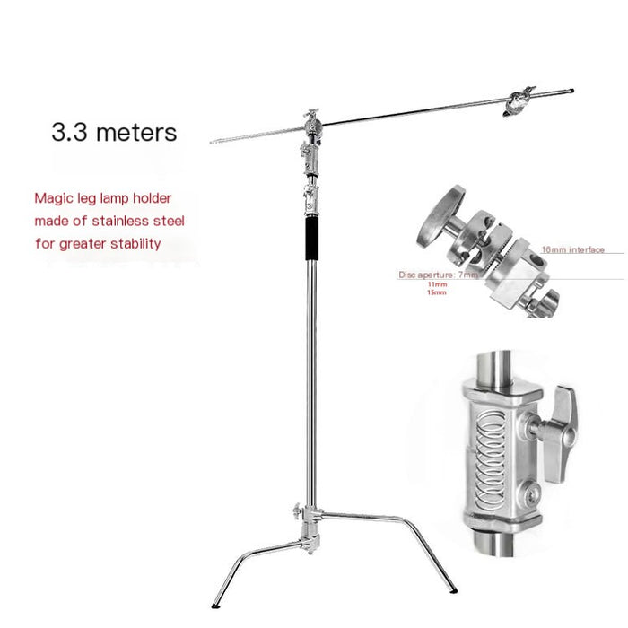 3.3m 40-Inch Stainless Steel C-Shape Lighting Stand