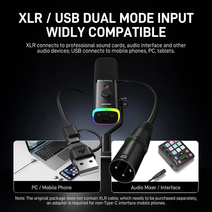 Maono PD100X Gaming Microphone with Computer Software Live Streaming Software Mute Gain Volume Control Noise Cancellation