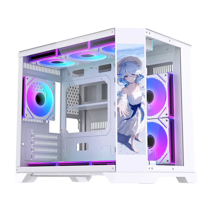 Desktop Gaming PC Case Panoramic Sea View Tempered Glass Computer Chassis Support 360mm Water Cooling