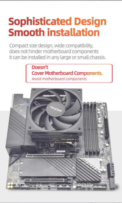 TEUCER 8 Heat Pipes CPU Cooler Low Profile ITX Gaming Radiator TDP 130W Computer Heat Sink For LGA1700/1200/115X/2011/2066 AM5