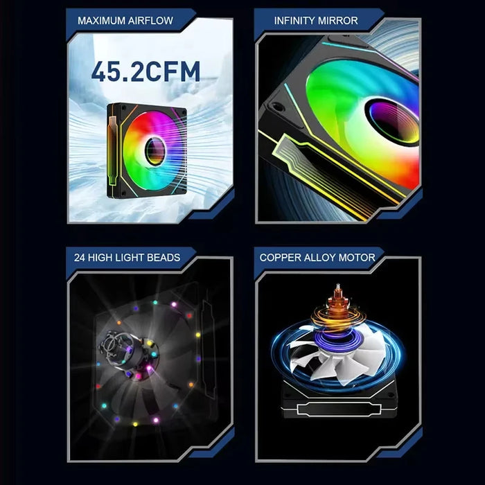 PRISM 4 PRO 120mm PWM ARGB Case Fan 4Pin PC Cooling Fan 45CFM 800-1500RPM Daisy-Chain Quiet Gaming Computer Chassis Fan for PC