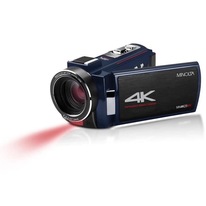 Minolta MN4K25NV 4K Ultra HD 30 MP Night Vision Camcorder (Blue) (MN4K25NV-W-BL)
