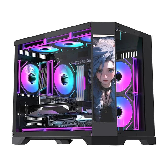 Desktop Gaming PC Case Panoramic Sea View Tempered Glass Computer Chassis Support 360mm Water Cooling
