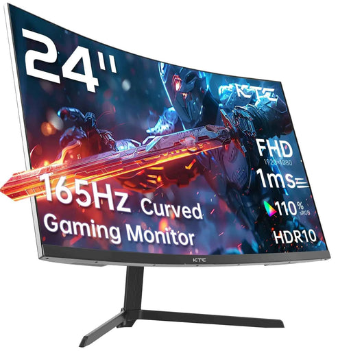 KTC 24 inch 1500R Curved Gaming Monitor 165Hz 1ms FHD 1080p VA Tilt Adaptive Sync HDR 110% sRGB DP/HDMIVESA for Gaming Home Office Business PS5 PC Monitors - Gadgetmanic.com