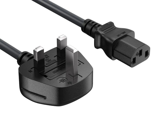 England UK Power Cord 3 Pin Connector for Computers TVs Monitors & More (IEC-320-C13 to UK Plug BS1363) (UK England) - Gadgetmanic.com