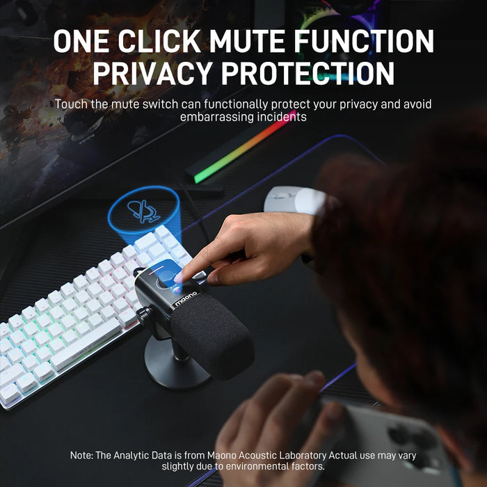 Maono PD100X Gaming Microphone with Computer Software Live Streaming Software Mute Gain Volume Control Noise Cancellation