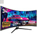 Gawfolk 34 Inch Ultrawide Curved 144Hz Gaming Computer Monitor 1500R PC Screen、21:9 UWQHD (3440x1440)Adaptive Sync178° Viewing AngleDisplay Port、HDMICompatible with Wall mounting - Black - Gadgetmanic.com