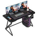 Grandder Gaming Desk Z Shaped 40 Inch Gamer Workstation Home Computer Carbon Fiber Surface Gaming Desk PC Table with Headphone Hook Carbon Fiber Black - Gadgetmanic.com