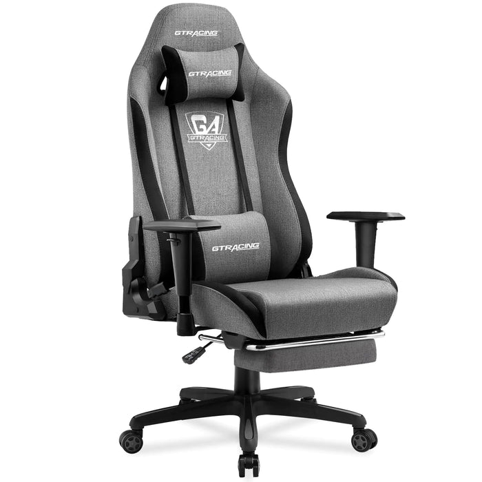 GTRACING Gaming Chair with Footrest Fabric Breathable Big and Tall Ergonomic Computer Chair 350 lbs with Adjustable Lumbar Support and Recliner，High Back Game Chair for Office Gaming Grey - Gadgetmanic.com