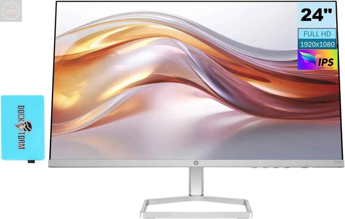 HP Series 5 524sf Monitor 94C17AA#ABA (Replaces M24f) Bundle with Docztorm Dock 24" FHD IPS (1920x1080) Display 1x HDMI 1x VGA Flicker-Free Ideal for Home & Business Black/Silver - Gadgetmanic.com