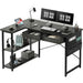 Ｍａｉｈａｉｌ Maihail Home Office Desk with Drawers and Shelves 47” Computer Corner Desk for Small Space Small L Shaped Desk with Side Storage for Bedroom Black - Gadgetmanic.com
