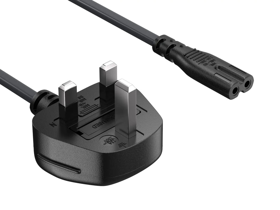CableLeader 6ft 18 AWG England/UK Notebook Power Cord Non-Polarized with Fuse IEC-320-C7 to UK Plug BS1363-1/A - Gadgetmanic.com
