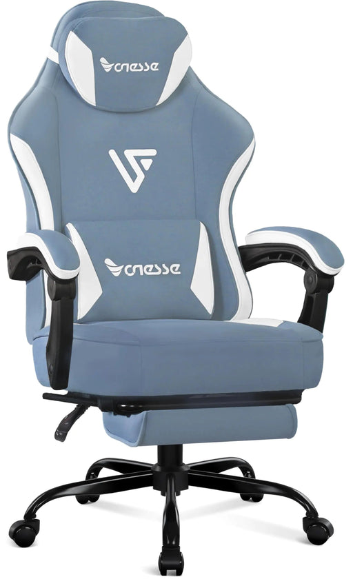 Vonesse Gaming Chair Computer Chair Fabric with Pocket Spring Cushion Office Chair with Footrest and Massage Lumbar Support Reclining Gaming Chairs for Adults 250LBS (Blue) - Gadgetmanic.com
